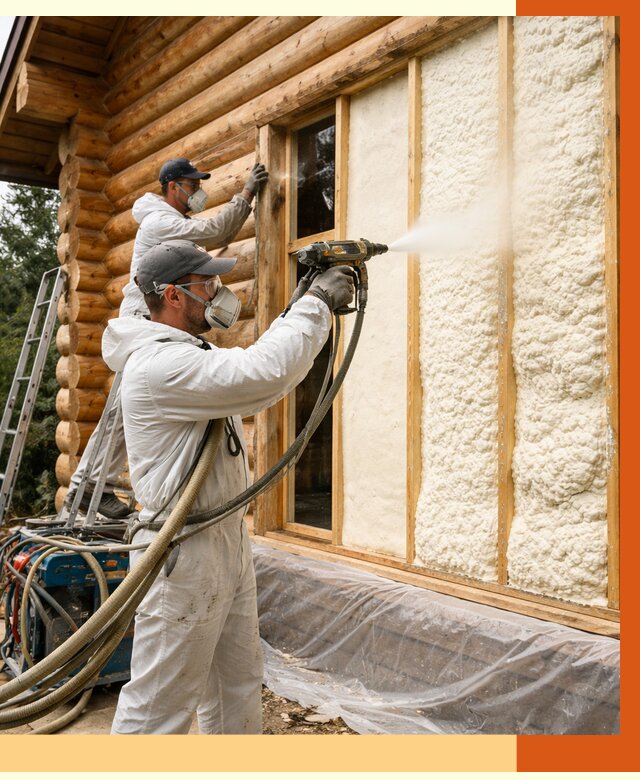 Утепление деревянного дома ППУ в Лыткарино от 4302 руб/м2 | ТепломастерЛтк — под ключ