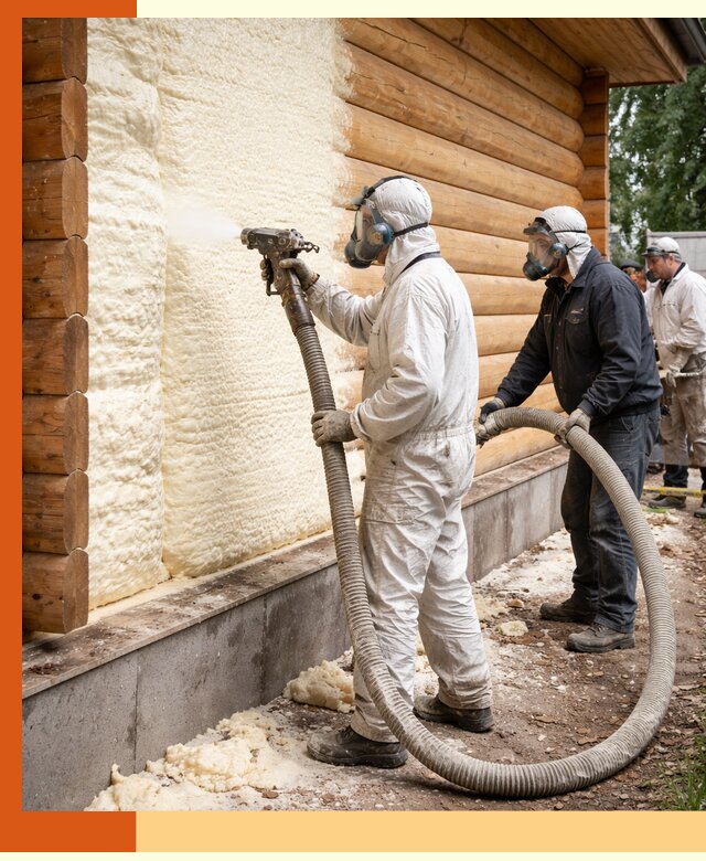 Утепление дома из бруса пенополиуретаном в Лыткарино