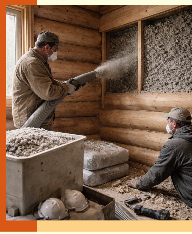 Утепление дома из бруса эковатой в Лыткарино