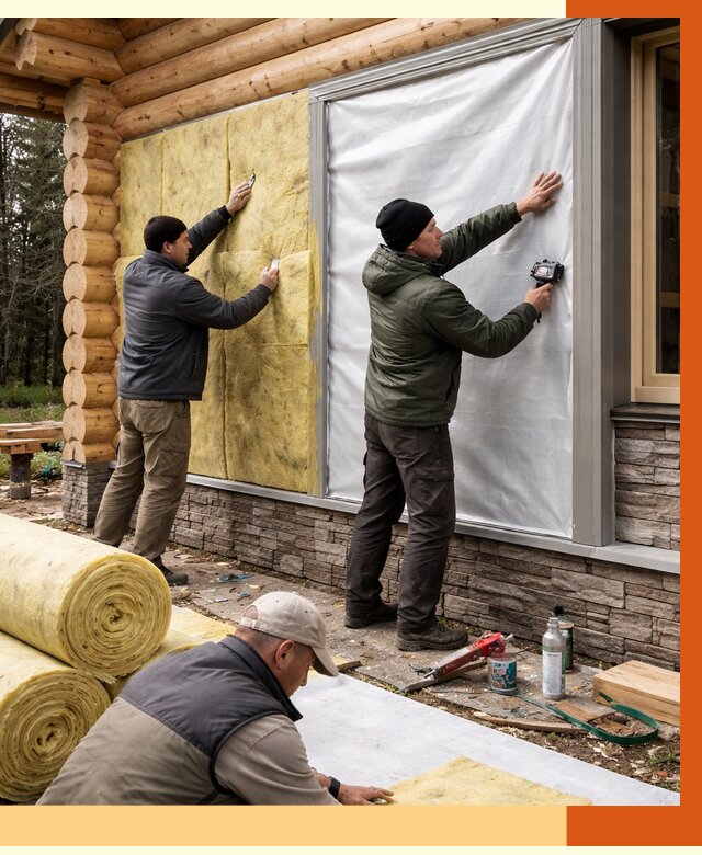 Утепление бревенчатого дома в Лыткарино от 7836 руб/м2 — заказать под ключ | ТепломастерЛтк