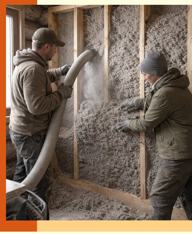 Утепление бревенчатого дома эковатой в Лыткарино