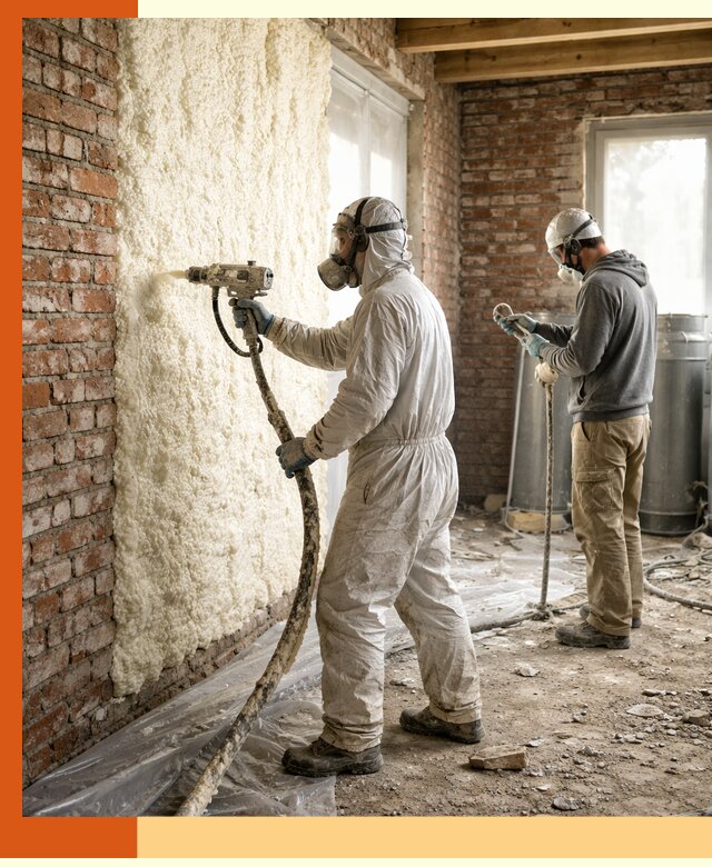 Утепление кирпичного дома пенополиуретаном в Лыткарино