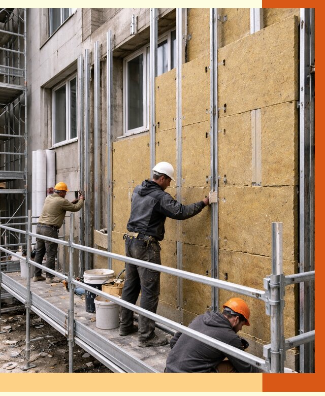 Утепление вентилируемого фасада в Лыткарино от 5736 руб/м2 — монтаж и утепление вентфасад | ТепломастерЛтк