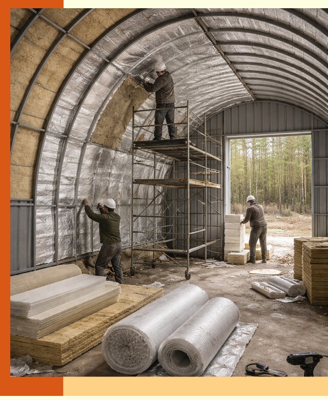 Утепление арочного ангара под ключ в Лыткарино