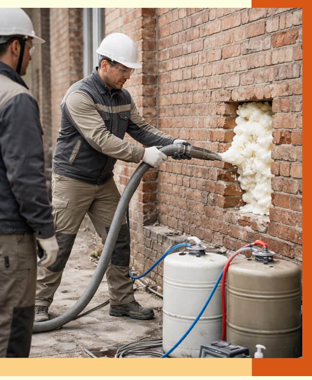 Заливка ППУ в пустоты кирпичной стены в Лыткарино от 2817 руб. | ТепломастерЛтк