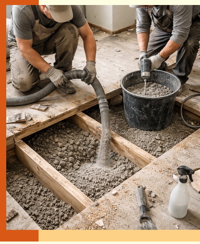 Заполнение пустот пола в Лыткарино полиуретаном и пенополистиролом