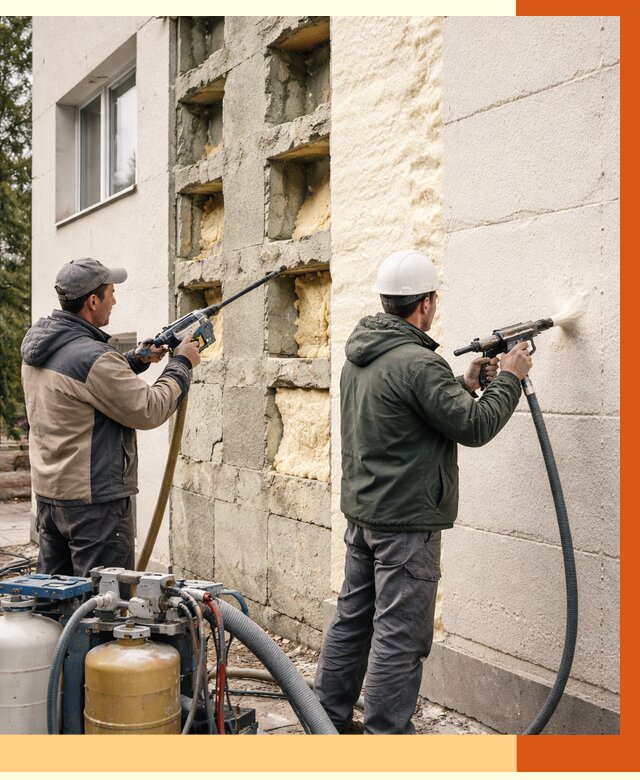 Заполнение пустот фасада в Лыткарино от 4609 руб. — утепление пустот облицовки | ТепломастерЛтк