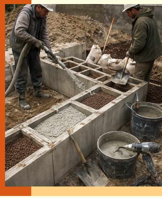 Заполнение полостей фундамента в Лыткарино герметичным утеплением и повышением прочности