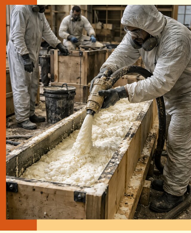 Заливка пенополиуретана в формы для утепления в Лыткарино