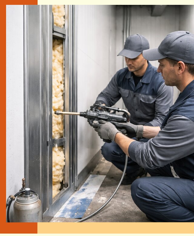 Заполнение пустот холодильных панелей в Лыткарино специализированной пеной