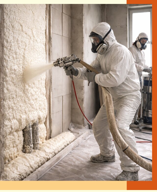 Напыление пенополиуретана в Лыткарино от 7682 руб./м2 — услуги и монтаж ППУ | ТепломастерЛтк