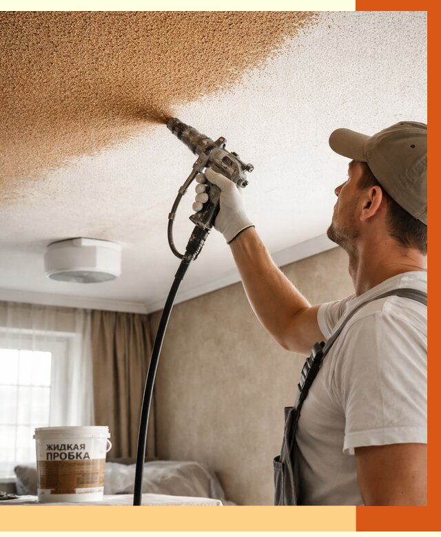 Утепление потолка жидкой пробкой в Лыткарино от 3585 руб. | ТепломастерЛтк