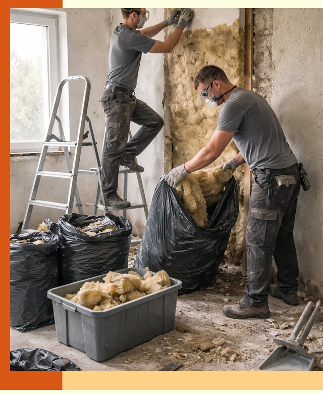 Демонтаж старого утеплителя и вывоз отходов в Лыткарино