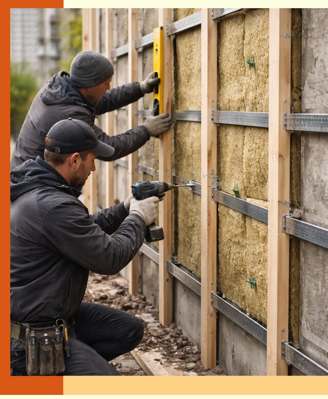 Монтаж обрешетки под утепление зданий и квартир в Лыткарино